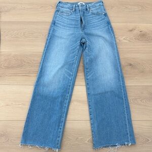 Paige Anessa High Waist Raw Hem Wide Leg Jeans